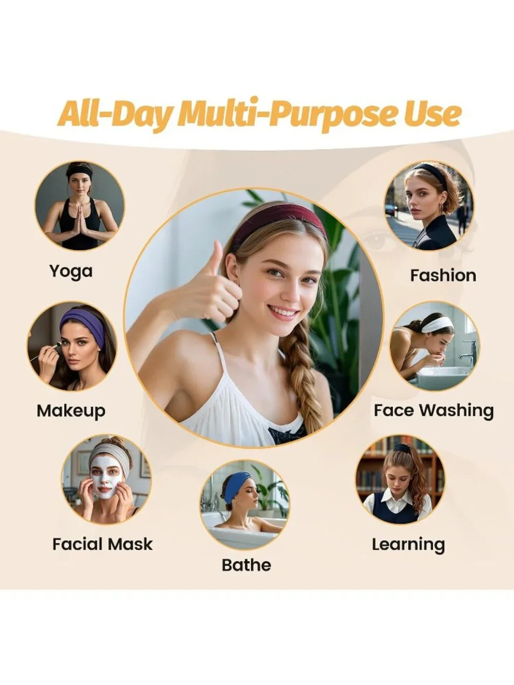 Women Elastic 6 Pack Thin Headbands Stretchy Sports Sweatbands Hair Accessories